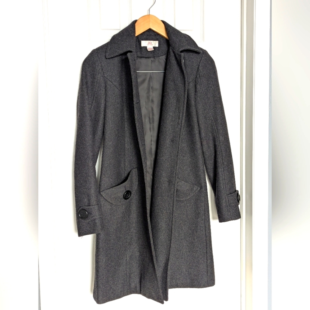JLO By Jennifer Lopez Women's (Size PXS) Charcoal Grey Wool Blend Pea Coat